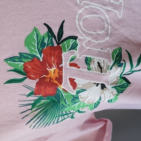 Divided pink short sleeve "Tropical" graphic print tee - Picture 3 of 10